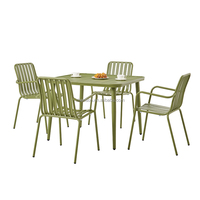 Meubles de patio en métal résistant aux UV Coffee Shop Restaurant Dining Chair and Table Outdoor Home Dîner Set