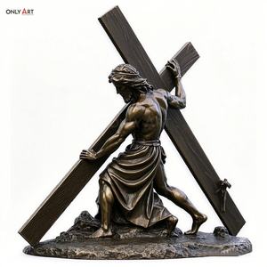 Estatua de bronce Católica Cristiana Séptima estación Tamaño real Jesús cae la segunda vez Famoso Jesús 14 estaciones Escultura de latón - Product Image 6