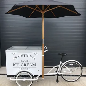 Carrello del gelato dell'alimento del carrello di vendita del triciclo del caffè della via da vendere