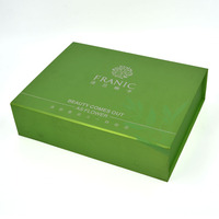 Boîte cadeau rigide magnétique verte de luxe personnalisée avec insert de séparation, boîte en papier pour emballage cosmétique et soins de la peau avec logo imprimé