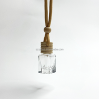 Diffuseur de parfum de voiture personnalisé en verre transparent de 5 ml avec bouchon en bois à vis, forme carrée, anti-fuite, désodorisant pour la peau