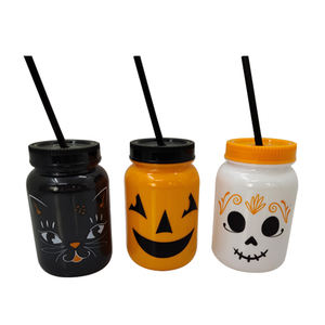 Mug en plastique écologique de 20 oz pour Halloween, avec paille et couvercle, idéal pour café glacé, thé, soda, cocktails, cadeaux - Product Image 1