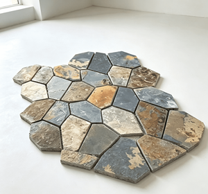 Carrelage en ardoise gris argenté naturel veiné de bois, finition mate, pour revêtement mural, revêtement de sol, pavage extérieur et intérieur, durable - Product Image 1