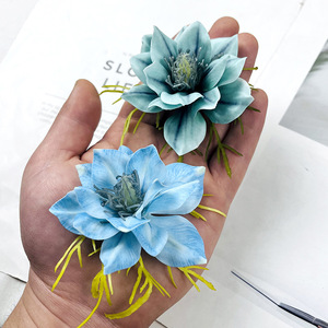 Bouquet de fleurs artificielles en soie, magnolia, diamètre 8 cm, accessoires de décoration pour mariage et maison - Product Image 3