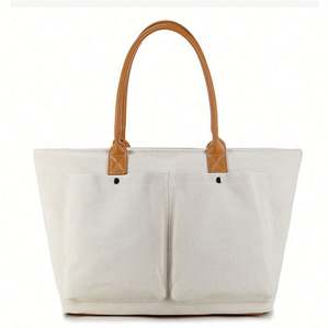 Sac à main à bandoulière avec logo personnalisé, vente chaude, réutilisable, style toile naturelle, sacs de marché pour bouteilles alimentaires - Product Image 1