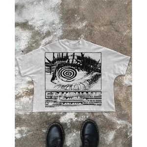 Camiseta Modal con Estampado de <span class=keywords><strong>Anime</strong></span>, Diseño Vintage con Lavado Ácido, Impresión Personalizada para Hombre, Estilo Urbano - Product Image 1