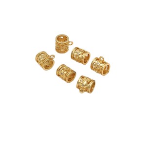 สร้อยข้อมือ/สร้อยคอชุบทอง 14K แบบ DIY พร้อมจี้ลูกปัดและตัวเว้นระยะ ตัวเชื่อมต่อแบบกลมฉลุลายสามทางประดับเพชรซิร์คอน C44 - Product Image 5