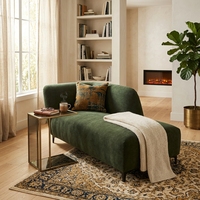 Chaise longue rembourrée minimaliste moderne avec dossier incurvé et assise profonde, canapé de salon design