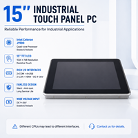 Panel PC Industrial de 15 Pulgadas, Celeron J1900, Sin Ventilador, Pantalla Táctil Resistente, IP65 Impermeable, Voltaje Amplio DC 9-36V