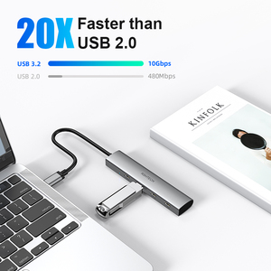 <span class=keywords><strong>Hub</strong></span> USB-C RSHTECH 4 ports 10 Gbps, uniquement données, <span class=keywords><strong>hub</strong></span> USB 3.1, adaptateur multiport compatible avec ordinateur portable, claviers, smartphones, tablettes - Product Image 4