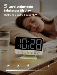 Horloges-réveils numériques <span class=keywords><strong>pour</strong></span> chambres à coucher : Grandes chiffres lumineux, <span class=keywords><strong>5</strong></span> niveaux de luminosité réglables – Facile à lire de l'autre côté de la pièce – <span class=keywords><strong>5</strong></span> sons d'alarme - Product Image 5