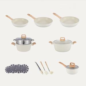 Juego de Batería de Cocina Antiadherente de Aleación de Aluminio <span class=keywords><strong>con</strong></span> Cacerola, Sartén, Cazo para Leche, Cesta de Vapor y Accesorios de Cocina - Product Image 4