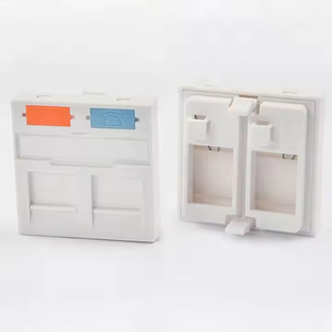 Plaque murale RJ45 double port avec <span class=keywords><strong>obturateur</strong></span>, pour ordinateur et téléphone, ABS blanc 80x80mm - Product Image 4