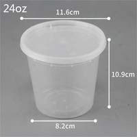Gobelet en plastique transparent écologique avec couvercle à compartiment pour sauce anti-fuite, en PP, style à paroi simple