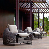 Canapé d'extérieur en rotin PE style influenceur, design nid d'oiseau, résistant à l'eau, pour villas et jardins