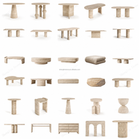Table basse ovale en travertin, vente en gros d'usine, table centrale en travertin pour projet de salon de villa contemporaine