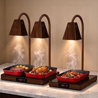 Lampe chauffante numérique de luxe à grain de bois pour buffet, base chauffante numérique, lumière chauffante infrarouge à col de cygne pour restaurant, traiteur et événements