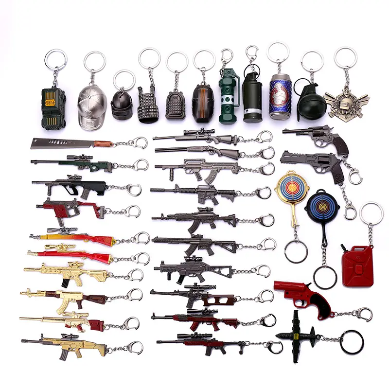Wholesale 3D Shape PU BG Game Metal 98k AWM Gun Keychain Weapon Key Chain