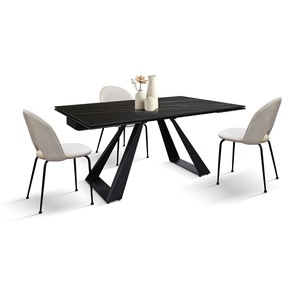 Mesa de Comedor Extensible Adriano de Cerámica 160-240 cm Negra con Patas de Hierro en Forma de U para Uso Interior - Product Image 3