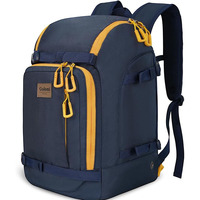 Sac à dos de snowboard professionnel pour homme MARITTON 50L en nylon résistant à l'eau pour voyage, ski, casque et accessoires (ROUGE)
