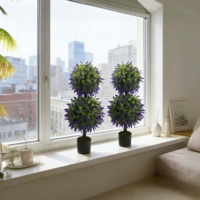 Ensemble de décoration végétale artificielle en plastique pour intérieur et extérieur, plantes en pot de lavande, arbres artificiels, mousse naturelle, Thanksgiving, Noël