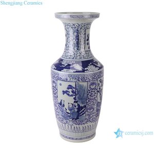 Jarrón <span class=keywords><strong>de</strong></span> porcelana azul y blanca <span class=keywords><strong>de</strong></span> la dinastía Qing antigua <span class=keywords><strong>de</strong></span> 2017, jarrón <span class=keywords><strong>de</strong></span> cerámica <span class=keywords><strong>de</strong></span> doble oreja pintado a mano - Product Image 5