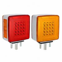 Feux de clignotants de remplacement KLT-LITE KW8032 double face carrés sur pied, 24V, triple goujon, ambre/rouge, 47 LED