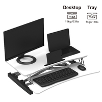 Bureau d'ordinateur portable pliable moderne et réglable en hauteur, petit bureau d'ordinateur de bureau surélevé noir et blanc, convertisseur de bureau portable en gros
