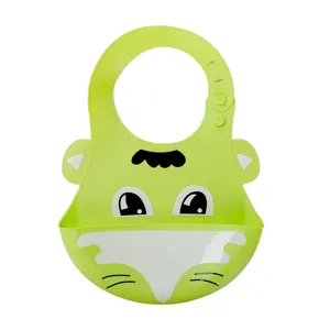 Baby bib soft and safe silicone waterproof and leak-proof bib adjustable buckle anti-dirty baby feeding bid