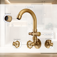 Robinet mural d'extérieur classique en laiton massif durable avec bec pivotant à 360 degrés, pour eau froide uniquement, poignée vintage