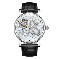 Montre à quartz limitée édition Année du Serpent, cadran or, design oriental de luxe, montre de précision