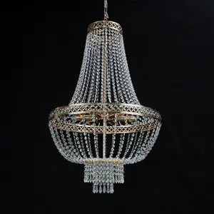 LED Pendant Light Luxury Living Room Crystal Chandelier Hotel Lobby High Ceiling Staircase