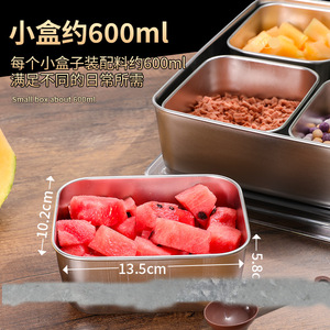 Boîte à condiments multi-compartiments en acier inoxydable avec couvercle et cuillère, boîte à condiments commerciale pour glace et gelée - Product Image 4