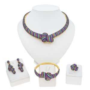 حار بيع عالية الجودة زهرة الاصطناعي الأمريكية الماس حلي تقليد سعر 5A الزركون طقم مجوهرات السيدات أزياء مجموعة - Product Image 1