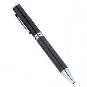 Stylo publicitaire noir en fibre de carbone torsadée de 1,0 mm avec logo personnalisé, vente en gros - Product Image 1