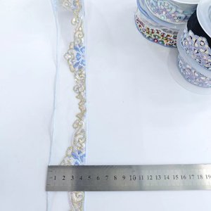 <strong>Wave</strong> <strong>Lace</strong> Net Gauze Embroidery Wrapped Edge <strong>Sequins</strong> <strong>Lace</strong> for Curtain Dress - Product Image 5