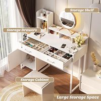 Petit meuble de toilette moderne avec prise électrique, tiroirs et armoires de rangement pour maquillage, étagères de rangement pour salle de bain et chambre, sans miroir