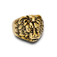 Vente en gros directe usine Nouveauté 2025 Bague pour homme en acier inoxydable plaqué or 18K, style Hiphop, motif Tête de Lion rétro européen et américain