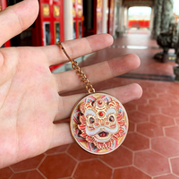 Porte-clés rotatif anti-stress en alliage de zinc, style chinois, tendance nationale, tête de lion, danse du lion, créatif culturel, fidget spinner