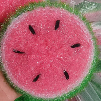FF6177 Éponge de nettoyage ménagère réutilisable en forme de pastèque, à suspendre, style fruit mignon, tampon à récurer pour cuisine