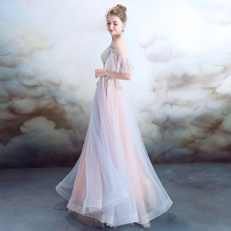 vague fashion princess dress Off Shoulder Flounced Ball Gown by Petite Adele PQ1092 M / Blue main image 0