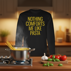 T-shirt à manches longues unisexe à col rond « Nothing Comforts Me Like Pasta », vêtement promotionnel pour adultes - Product Image 3