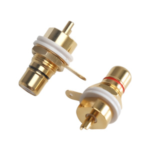 Conector de amplificador de enchufe de <span class=keywords><strong>chasis</strong></span> de montaje en panel de conector <span class=keywords><strong>hembra</strong></span> <span class=keywords><strong>RCA</strong></span> chapado en oro - Product Image 1