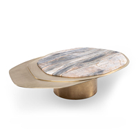 Table basse irrégulière en marbre naturel et acier inoxydable, style minimaliste italien, pour salon, appartement ou hôtel