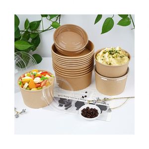 Vente en gros de seaux alimentaires jetables personnalisés pour fêtes, boîtes en papier kraft imprimées pour soupes, emballages pour bols alimentaires - Product Image 1