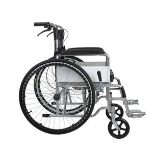 Silla de Ruedas Manual Transfronteriza Ligera Plegable Portátil de Acero para Movilidad de Ancianos y Personas con Discapacidad, Negra, 15 kg - Product Image 1