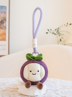 Groothandel Fruit Pluche Sleutelhanger Schattige Oranje Mangosteen Banaan Fruit Sleutelhanger Charms Op Maat Gemaakte Fruitvormige Sleutelhangers