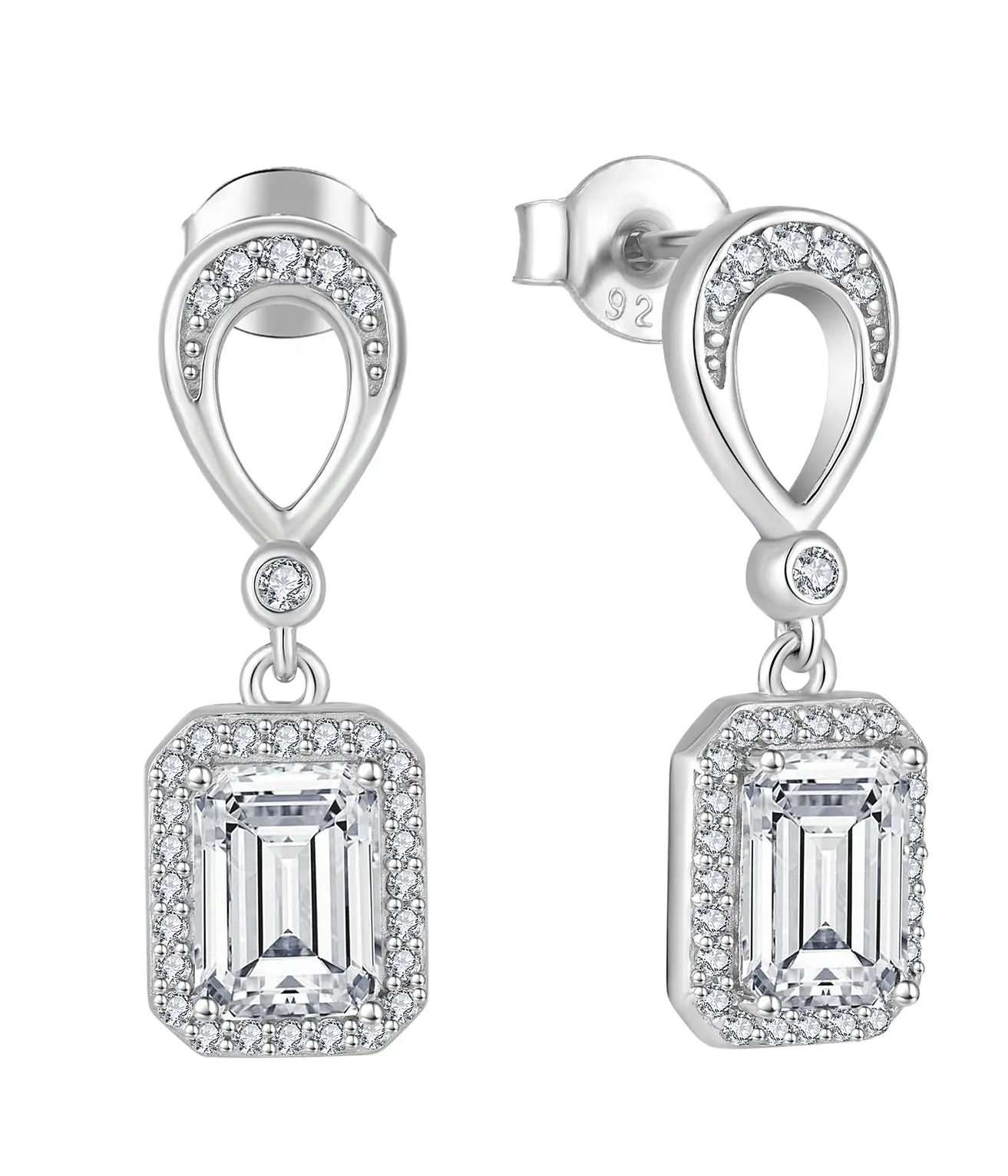 Milskye Trend Fine Jewelry Ohrringe Single Emerald Cut 5A Zirkon Edelstein Weißgold plattierte Diamant Ohrringe für Frauen