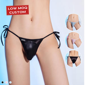 Sous-vêtements sexy <span class=keywords><strong>pour</strong></span> hommes avec logo personnalisé <span class=keywords><strong>String</strong></span> ajustable à nouer sur le côté avec quantité minimale de commande bas aspect cuir brillant confortable et respirant - Product Image 1