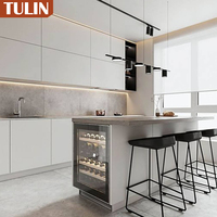 Meuble de cuisine contemporain en contreplaqué, meuble de cuisine en forme de L, meuble de cuisine à fermeture amortie